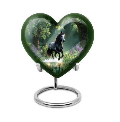 LEXFAY Horse Handcrafted Urns for Ashes for Women - Mini Decorative Urn for Human Ash Men - Heart Shaped Urn for Ashes Adult Male - Funeral Keepsake for Burial - Small Keepsake 3 Inch - Pack of 1
