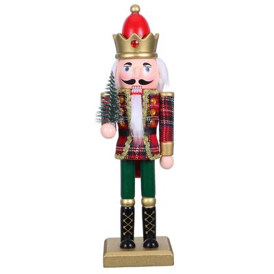 Cabilock Christmas Wooden Nutcracker Figure, 10.2 Inch Wooden Nutcracker Soldier Ornament for Festive Home Decoration, Traditional Xmas Celebrations Centerpiece Present