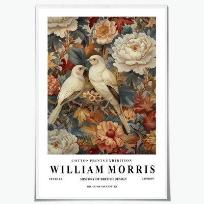 William Morris Textiles Wall Art bird Canvas Floral Poster Vintage Decor Posters for Bedroom Office24x36inch Unframed