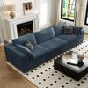 118" Cloud Couch Modular Sectional Sofa for Living Room,Modern Sofa with Deep Seat3 Seater Boneless Couch,Comfy Upholstered Corduroy Couches for Apartment, Studio, Office,BedroomBlue view 1
