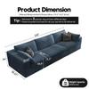 118" Cloud Couch Modular Sectional Sofa for Living Room,Modern Sofa with Deep Seat3 Seater Boneless Couch,Comfy Upholstered Corduroy Couches for Apartment, Studio, Office,BedroomBlue view 2
