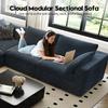 118" Cloud Couch Modular Sectional Sofa for Living Room,Modern Sofa with Deep Seat3 Seater Boneless Couch,Comfy Upholstered Corduroy Couches for Apartment, Studio, Office,BedroomBlue view 3