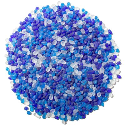 Keedolla 0.5 Lb Colorful Blue Sea Glass Pebbles Aquarium Gravel Fish Tank Rocks Small Frosted Glass Gemstones for Fish Turtle Tank, Vase Fillers, DIY Crafts, Succulent Plants Decor, 6-9mm