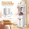 3-Tier Laundry Hamper Sorter, Removable 360 Rolling Laundry Baskets with Wheels, Clothes Storage Basket for Clothes, Toiletries, Bathrooms, Laundry Rooms, Bedrooms, White view 3