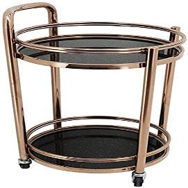 CKKNILV Storage Rack Delivery Trolley Stainless Steel Two Tier Wine Cart Movable Circular Dining Car Safety Railing Design Movable Muffler Lock for High-End Star Hotel/