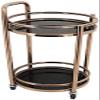 CKKNILV Storage Rack Delivery Trolley Stainless Steel Two Tier Wine Cart Movable Circular Dining Car Safety Railing Design Movable Muffler Lock for High-End Star Hotel/ view 1