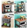 Black 3 Tier Origami Shelves with Wheels Folding Rolling Kitchen Island Cart Stainless Steel Utility Cart with Locking Wheels for Home Restaurant Hotel (Color: Black) (Natural view 2