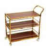 CKKNILV Serving Trolleys 3 Layers Tea Cart Stainless Steel Dining Cart Wooden Tray Rolling Storage Tool Cart Mobile Hotel & Restaurant Furnishing Furniture view 1