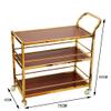 CKKNILV Serving Trolleys 3 Layers Tea Cart Stainless Steel Dining Cart Wooden Tray Rolling Storage Tool Cart Mobile Hotel & Restaurant Furnishing Furniture view 2