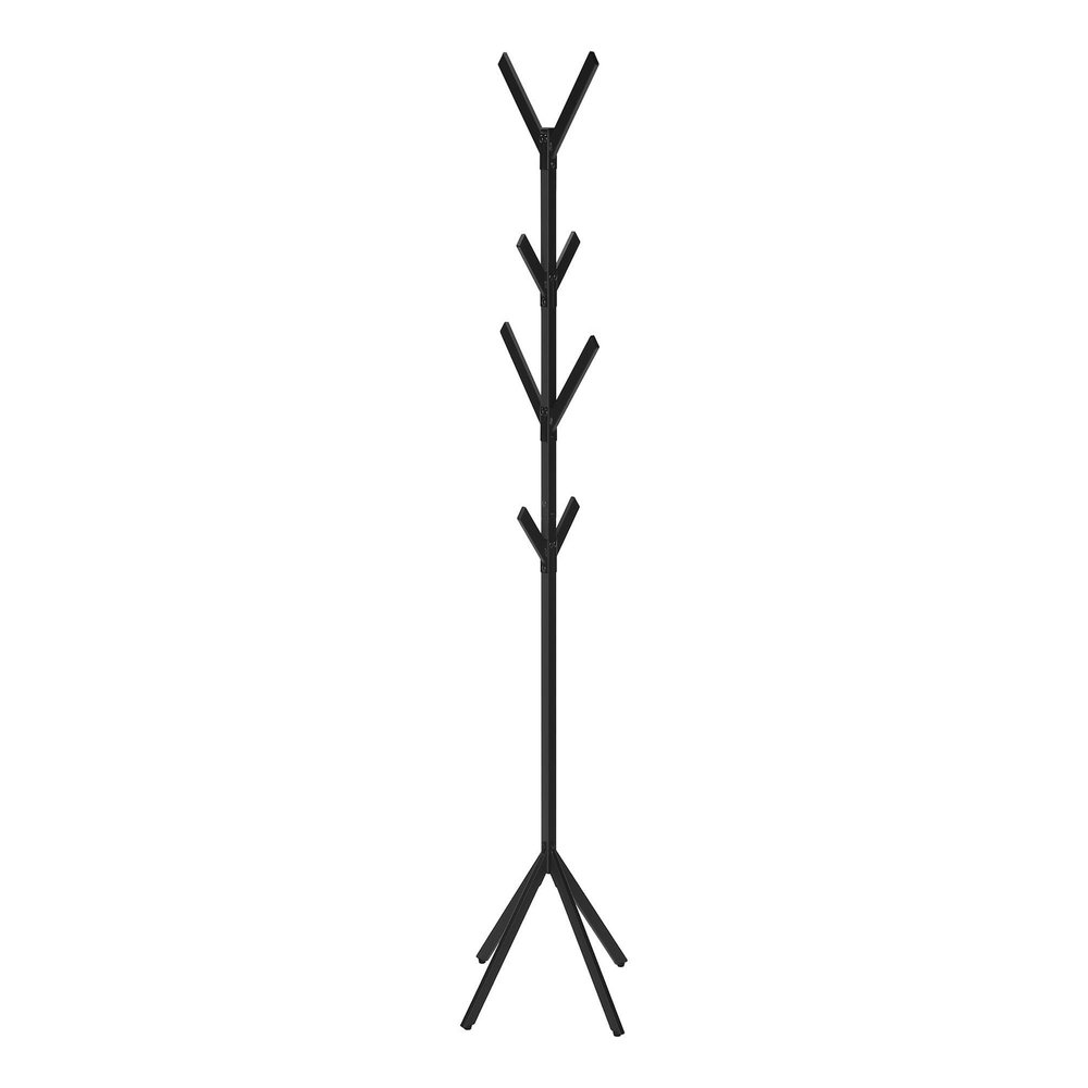 BQVADEOQA 70" Tall Black Metal Free - Standing Hall Tree With 8 Hooks - Contemporary Design