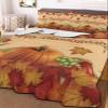 RisQiten Twin XL Quilt Bedding Set, Orange Pumpkins Fall Reversible Summer Quilt 3 Pieces, Thanksgiving Maple Leaf Vintage Lightweight Bedspreads Coverlets with 2 Pillow Shams for All Seasons view 2