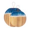 Acacia Wood Resin Cutting Board Ocean Wave Charcuterie Board, Pizza Serving Tray with Handle, Non-Slip Kitchen & Dining Serving Plate(Small) view 1