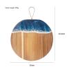 Acacia Wood Resin Cutting Board Ocean Wave Charcuterie Board, Pizza Serving Tray with Handle, Non-Slip Kitchen & Dining Serving Plate(Small) view 2