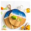 Acacia Wood Resin Cutting Board Ocean Wave Charcuterie Board, Pizza Serving Tray with Handle, Non-Slip Kitchen & Dining Serving Plate(Small) view 4