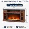 4 EVER WINNER 70" Fireplace TV Stand for TVs Up to 80", Farmhouse Entertainment Center with 3-Sided Glass Electric Fireplace, 2 Drawers, Storage Cabinets & Adjustable Shelves, Brown view 2