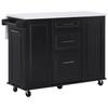 Zjjseloru Functional 50.7" Black Kitchen Island with MDF Design, Rolling Features, Tilt Trash Can & Ample Storage - A Must-Have for Modern Kitchens! view 1