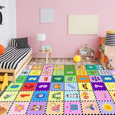 Kids Number Alphabet Game Rug - ABC Educational Area Rug - Fruit Animal Pattern for Kids Room Playroom Bedroom Kindergarten Nursery Soft Non-slip Machine Washable (Number, 12' x 9' (Rectangular))