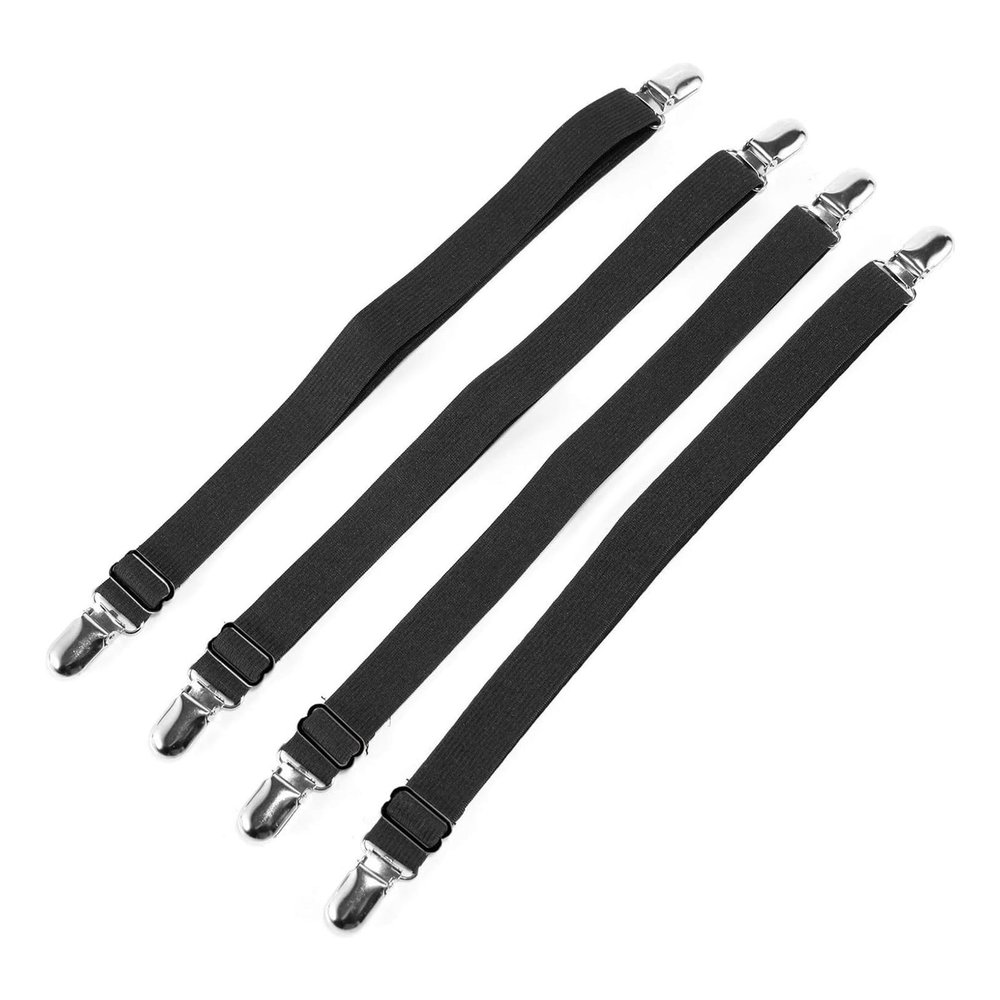 4pcs Adjustable Bed Sheet Fasteners Straps Elastic Mattress Cover Corner Holder Clip Grippers Suspender Cord Hook Loop Bed Elastic Sheet Holder