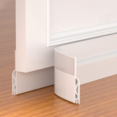 Pundin Door Draft Stopper,Adjustable Door Sweep for Bottom of Door,Silicone Weather Stripping Door Bottom Seal Blocker Air Noise,Under Door Gap Filler for Interior/Exterior Doors(White, 39inch)