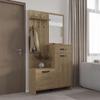 Hall Tree with Storage,Rustic Entryway Hall Tree with Coat Rack, Accent Coat Tree with 2 Doors, 1 Drawer, 1 Shelf, 1 Mirror view 4