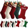 6 Pcs Personalized Christmas Stockings,Large Custom Family Christmas Stocking with Names, Customized Knit Embroidered Name Bone Shape Dog Christmas Stockings,Durable Fireplace Hanging Stockings view 1