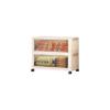 SHUNYILONG 2 Tier 15 Gallons Rolling Plastic Bins Stackable with Clear Door Windows Storage Organizer Underbed Cream Drawers, College Dorm Cart, Double Door Star Stripe for Shoes/Books view 1