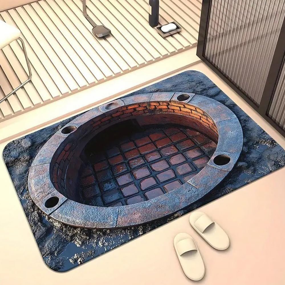 JUXDZISHW 3D Optical Illusion Bath Mat Rug-Quick Dry Absorbent Rubber Backed Thin Bathroom Rugs Fit Under Door-Bath Mats for Bathroom Floor Mat in Front of Sink-Shower Rug,J,40 * 60cm