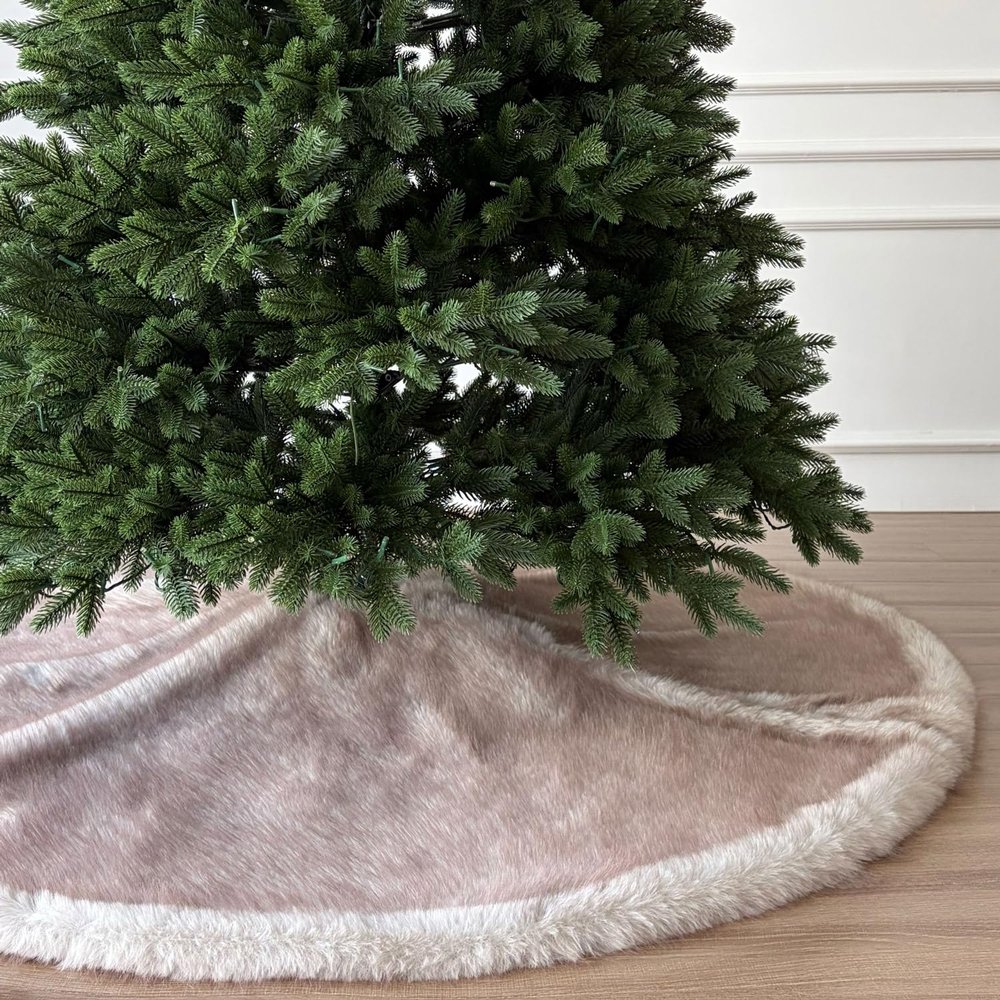 60-Inch Huntsman High-Pile Faux Fur Christmas Tree Skirt, Arctic Gray