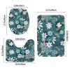 Anti-Slip Floor Mat Set of 3 WHJSHOP Teal Grey and White Floral Printing U-Shaped Toilet Floor Mat, Tightly Attached, Absorbent & Durable, Thick & Comfortable view 3