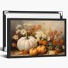 Fall Pumpkin Canvas Wall Art Halloween Decor Pictures Autumn Rustic Farmhouse Still Life Painting White Orange Pumpkins Daisy Flower Print Posters for Living Room Porch 16x24inch Black Framed view 1