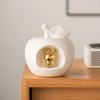 A ANTCAM Ceramic White Apple Figurine Fruit with Gold Rabbit for Elegant Home Decor, Tabletop Decorative Apples Statue for Bookcase Shelf Table in Living Room Wedding view 3