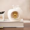 A ANTCAM Ceramic White Apple Figurine Fruit with Gold Rabbit for Elegant Home Decor, Tabletop Decorative Apples Statue for Bookcase Shelf Table in Living Room Wedding view 4