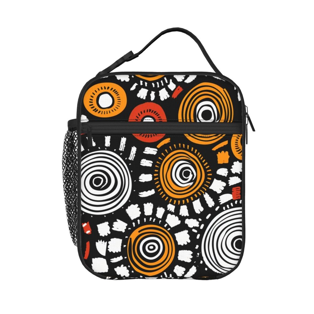 PrelerDIY African Pattern Lunch Box - Insulated Lunch Bags for Boys/Girls/Women/Men Detachable Handle Lunchbox Meal Tote Bag