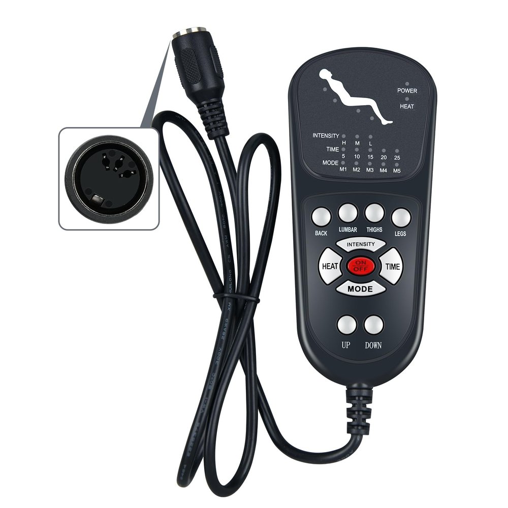 3 Pin Massage Remote Handset Controller Replacement for Power Recliner Lift Chair, Controls 1 Lifting Up/Down Motor 4 Sets of Vibration Motors 1 Heating Pad