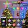 Christmas Star Tree Topper, 9'' Smart Silver Glitter Hollow Star Tree Topper with Remote & APP Control, 15 LEDs Christmas Tree Topper for Xmas Holiday Party Decorations Ornaments view 2