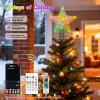 Christmas Star Tree Topper, 9'' Smart Silver Glitter Hollow Star Tree Topper with Remote & APP Control, 15 LEDs Christmas Tree Topper for Xmas Holiday Party Decorations Ornaments view 3