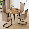 42"-54" Extendable Dining Table Set for 4, Round Dining Table Set for 4, 0.73" Thick Wood Tabletop with Smooth Edge, Black Metal Leg with Non-Slip Footmat, 4 Soft PU Chairs, for Kitchen, Small Space view 1