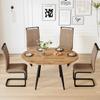 42"-54" Extendable Dining Table Set for 4, Round Dining Table Set for 4, 0.73" Thick Wood Tabletop with Smooth Edge, Black Metal Leg with Non-Slip Footmat, 4 Soft PU Chairs, for Kitchen, Small Space view 2