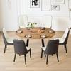 42"-54" Extendable Dining Table Set for 6, Oval Dining Table Set for 6, 0.73" Thick Wood Tabletop with Smooth Edge, Black Metal Leg with Non-Slip Footmat, 6 Soft PU Chairs, for Kitchen, Small Space view 2
