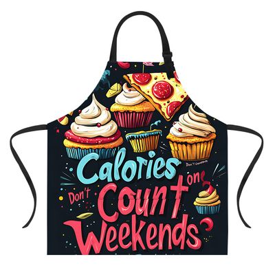 THISFIND Funny Apron with 2 Pockets for Men Women BBQ Grilling Adjustable Bib Aprons Gifts Cooking Kitchen (Calories Dont Count on Weekends)