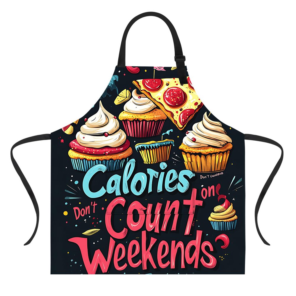 THISFIND Funny Apron with 2 Pockets for Men Women BBQ Grilling Adjustable Bib Aprons Gifts Cooking Kitchen (Calories Dont Count on Weekends)