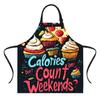 THISFIND Funny Apron with 2 Pockets for Men Women BBQ Grilling Adjustable Bib Aprons Gifts Cooking Kitchen (Calories Dont Count on Weekends) view 1