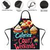 THISFIND Funny Apron with 2 Pockets for Men Women BBQ Grilling Adjustable Bib Aprons Gifts Cooking Kitchen (Calories Dont Count on Weekends) view 3
