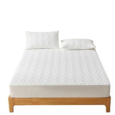 SRJUSV Mattress Protector Pure Color Waterproof Quilted Mattress Protector with Pattern Light and Breathable Machine Washable Not Including Pillowcase(White,200x220cm)