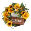 15 Inch Artificial Sunflower Wreath | Handmade Front Door Decor for Spring/Summer | Vibrant Yellow Floral Wreath for Glass Panels/Living Room | Home Decor Present view 1