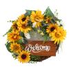 15 Inch Artificial Sunflower Wreath | Handmade Front Door Decor for Spring/Summer | Vibrant Yellow Floral Wreath for Glass Panels/Living Room | Home Decor Present view 2