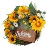15 Inch Artificial Sunflower Wreath | Handmade Front Door Decor for Spring/Summer | Vibrant Yellow Floral Wreath for Glass Panels/Living Room | Home Decor Present view 3