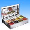 XAWSOP Commercial Spice Racks Set, 6/8/9/12 Grids Stainless Steel Salt Sugar Condiment Storage Organizer Box For Kitchen Topping Station, Seasoning Fruit Containe,Silver-A-67x50x12cm view 3