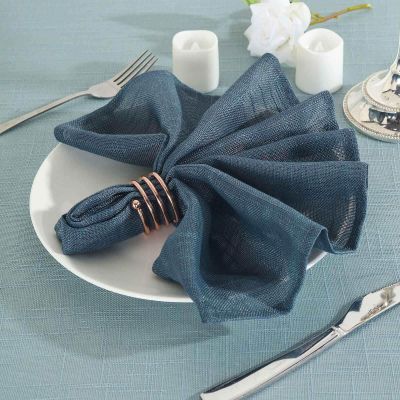 Efavormart 5 Pack Blue 20"x20" Premium Faux Linen Napkins Slubby Textured Wrinkle Free Napkins