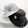 VECRY Womens Church Baptism Wedding Hat Wide Brim Crystal Tea Party Derby Dress Hats (White) view 2
